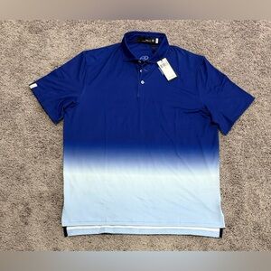 RLX Ralph Lauren Golf Polo Blue Ombre Gradient Shirt Performance Mens Size L